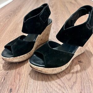 Cordani (Italy) Black suede leather Wedge Sandals